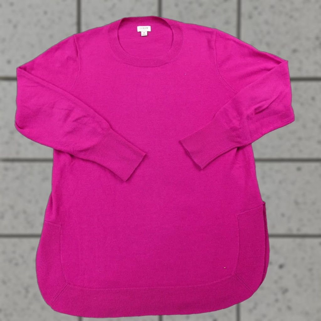 J.Crew J.CREW Sweater Womens M Purple Merino Wool Blend Pullover Crewneck Tunic Soft Pink Knit Crew Neck Long Sleeve Pockets Size M / US 6-8 / IT 42-44 - 1 Thumbnail