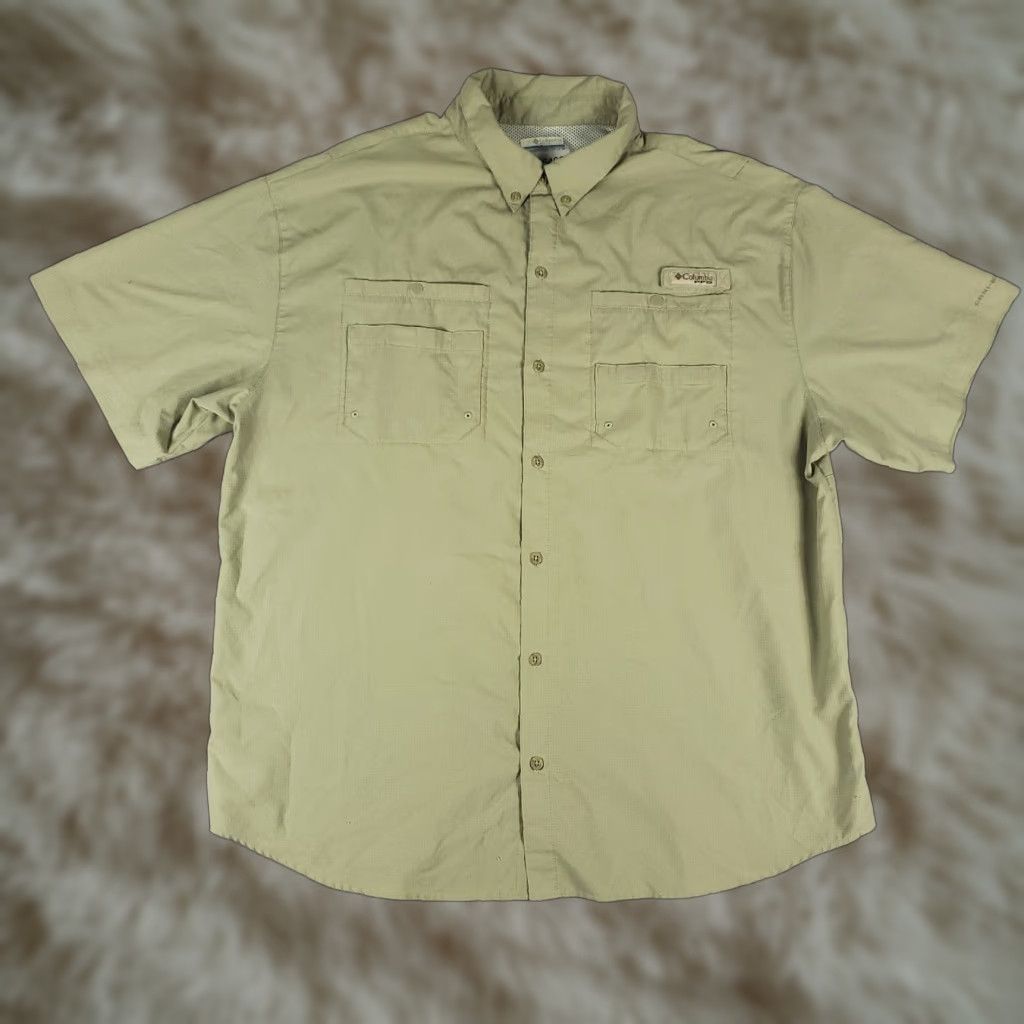 Vintage Columbia Shirt Mens 2XL Beige PFG Vented Button-Up Short Sleeve Carded? Size US XXL / EU 58 / 5 - 1 Thumbnail