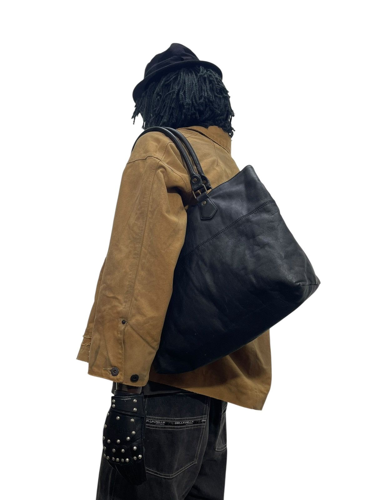 Leather Full Leather Ships Jet Blue Tote Shoulder Bag 1🟩2 Size ONE SIZE - 1 Thumbnail