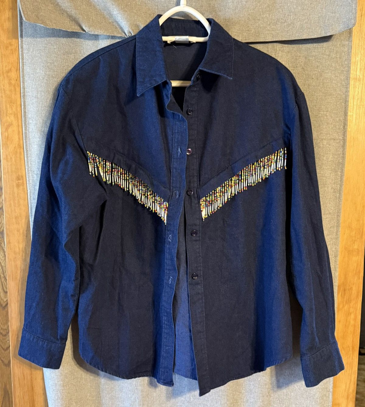 Hamilton Vintage Hamilton size 12 blue cotton beaded button up shirt Size XL / US 12-14 / IT 48-50 - 6 Thumbnail