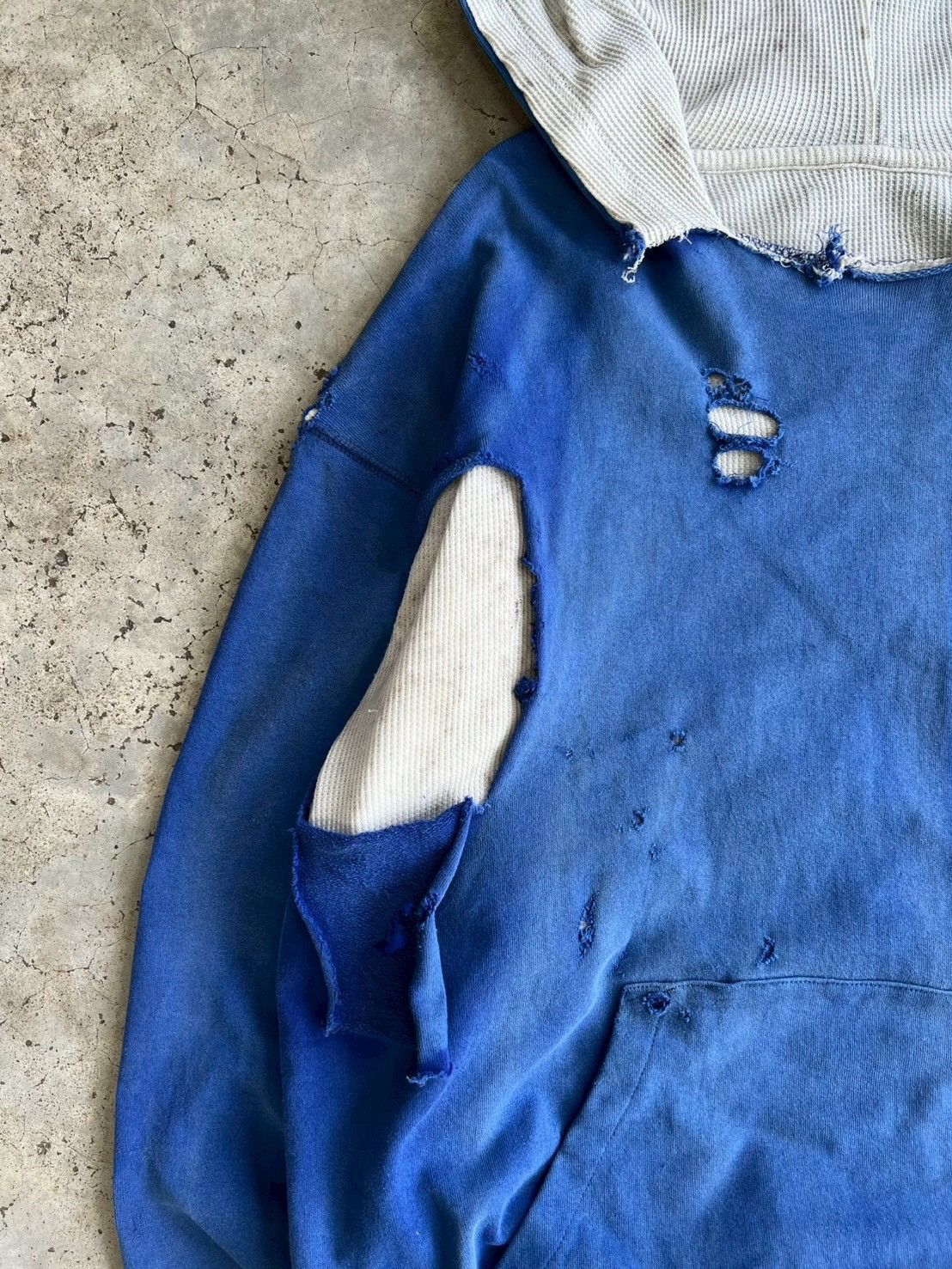 Vintage Thrashed Vintage Thermal Lined Hoodie Distressed ERD Size US M / EU 48-50 / 2 - 10 Thumbnail