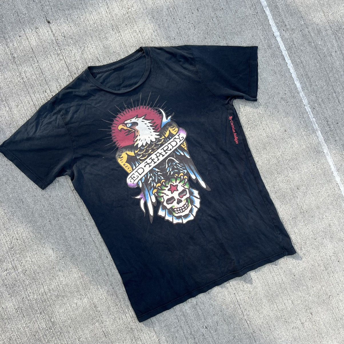 Christian Audigier × Ed Hardy × Vintage Ed hardy Christian audigier Y2K black flag tee drip crystal Size US L / EU 52-54 / 3 - 2 Thumbnail
