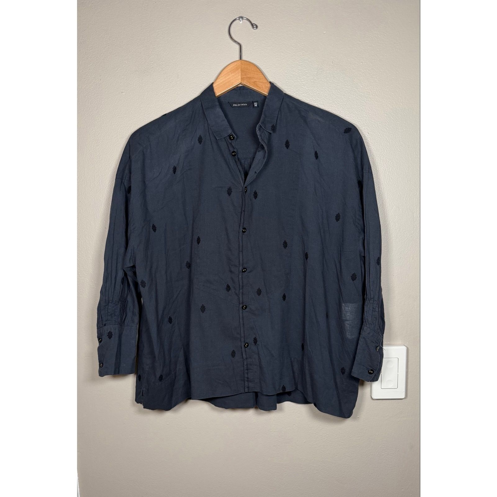 Pas de Calais Pas de Calais Embroidered Diamond Print Blouse size XS Size XS / US 0-2 / IT 36-38 - 2 Thumbnail