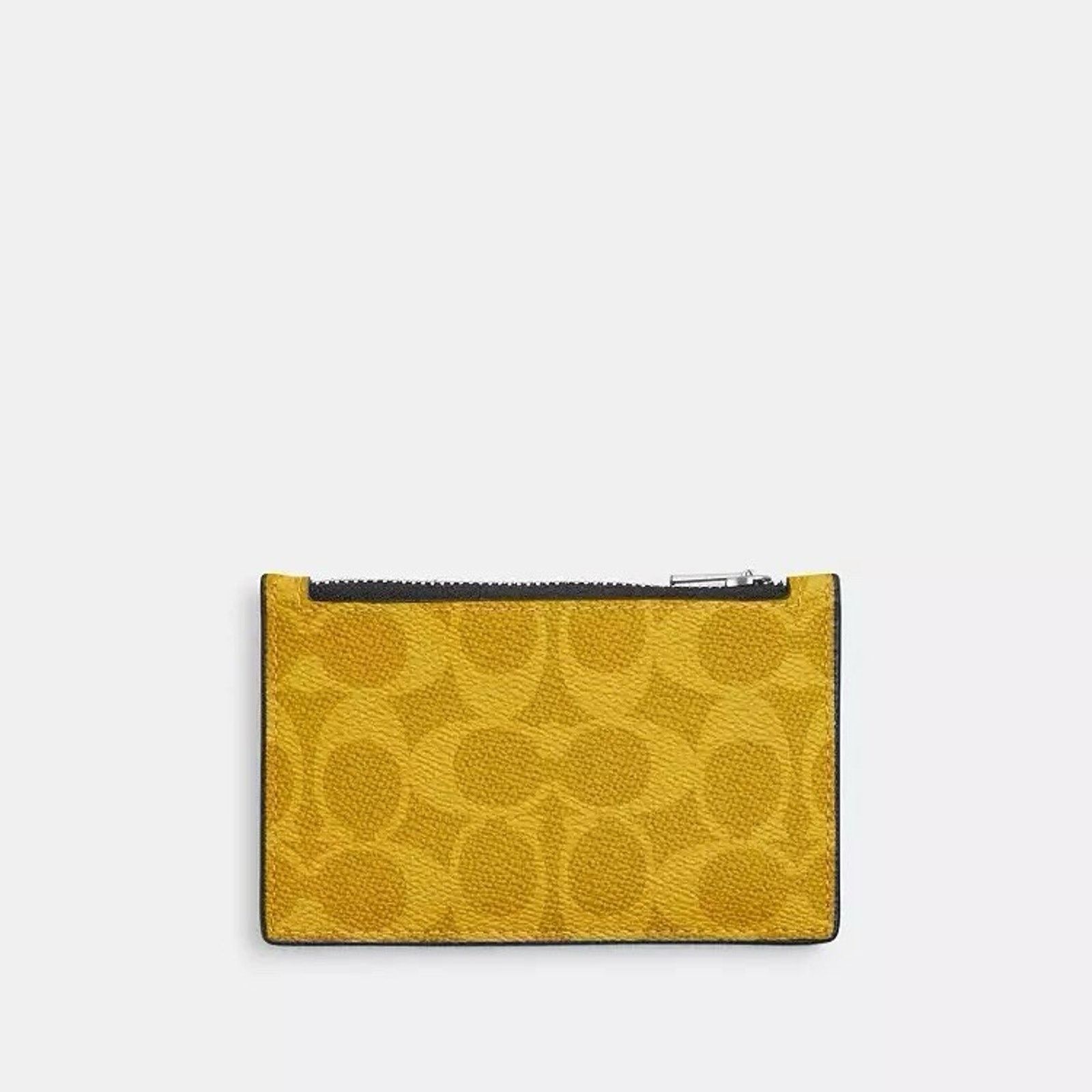Coach NWT Coach CV764 Zip Card Case Signature Canvas Silver/Canary Size ONE SIZE - 4 Thumbnail