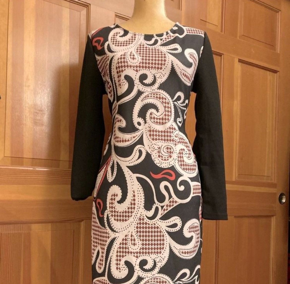 Designer × Other Nwt, Lavishly Paris Women’s Damask Print Fitted Dress Size S / US 4 / IT 40 - 2 Thumbnail