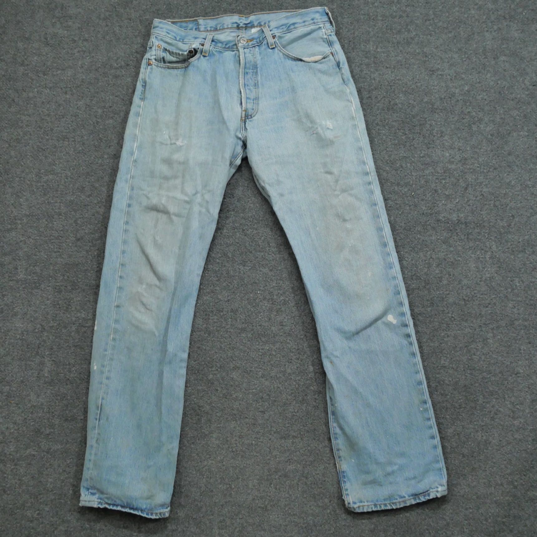 Levi's VINTAGE Levi's 501 Jeans Mens 34x34 Blue Distressed Grunge Button Fly Classic Straight Pants 90s Mens Size US 34 / EU 50 - 2 Thumbnail