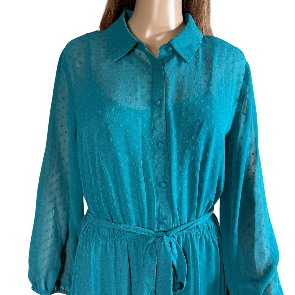Nanette Lepore NWT New $138 Nanette Lepore Deep Lake Teal Tiered Skirt Shi Size XXL / US 16-18 / IT 52-54 - 2 Thumbnail