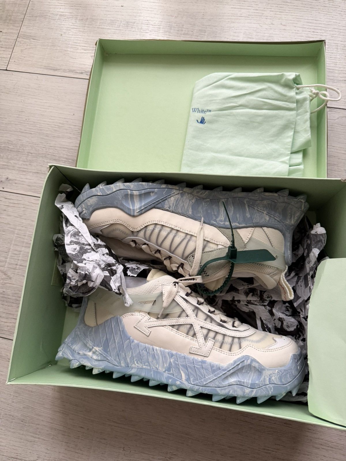 Off-White Off White Odsy 1000 White Blue Size US 12 / EU 45 - 1 Thumbnail