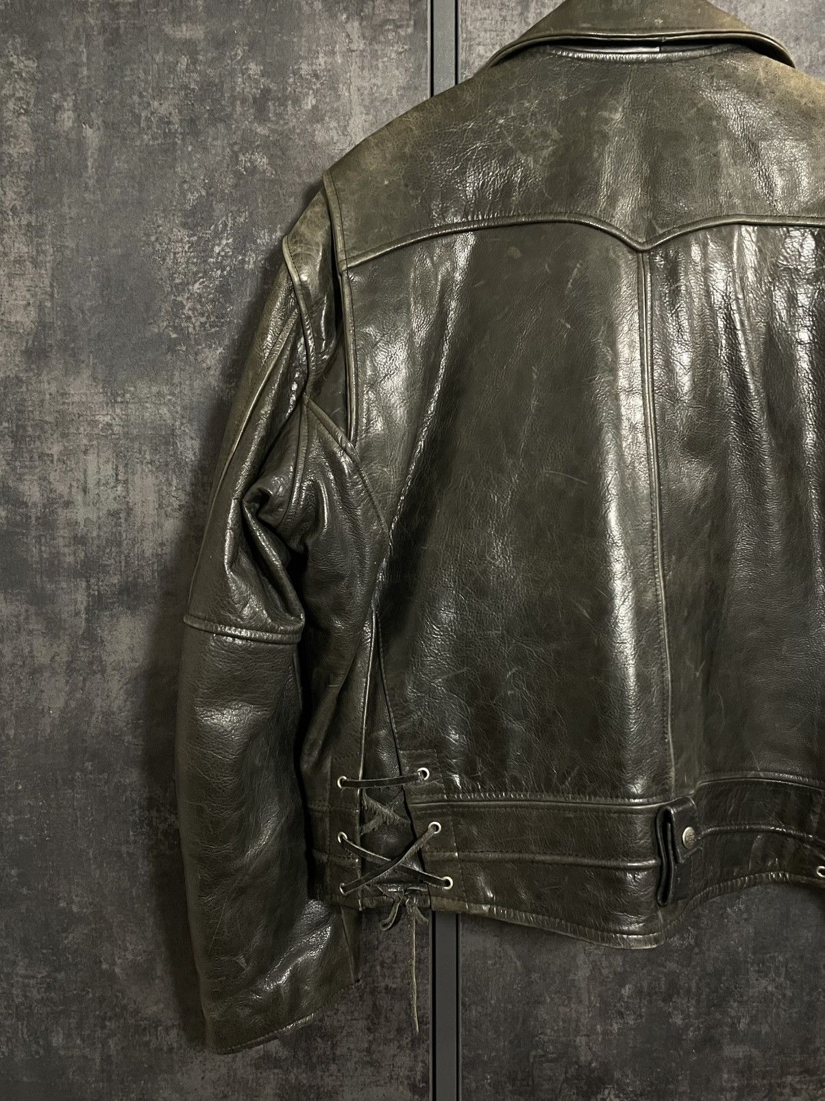 Vintage Crazy Vintage Redskins Cropped Leather Jacket Polizei Schott Size US L / EU 52-54 / 3 - 18 Thumbnail