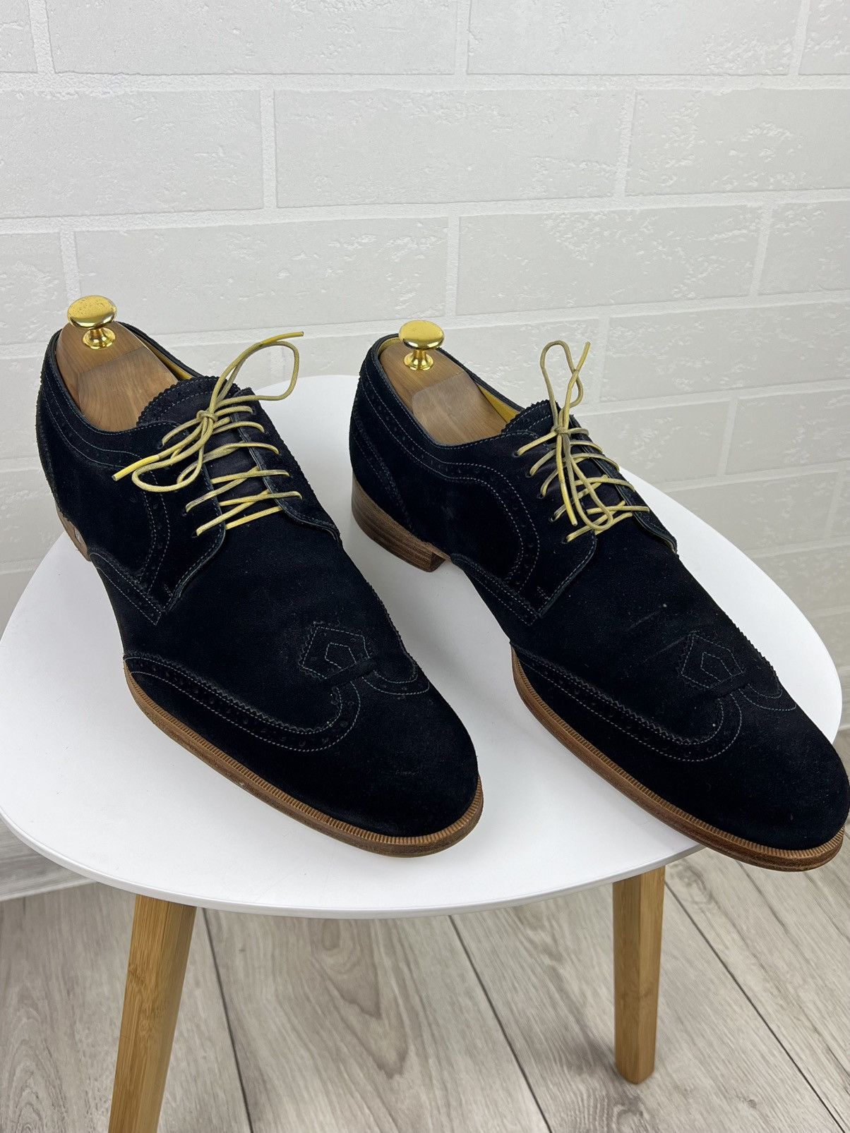 Louis Vuitton LOUIS VUITTON Derby Brogues Suede Shoes LV Dark Blue Men's Size US 11 / EU 44 - 2 Thumbnail