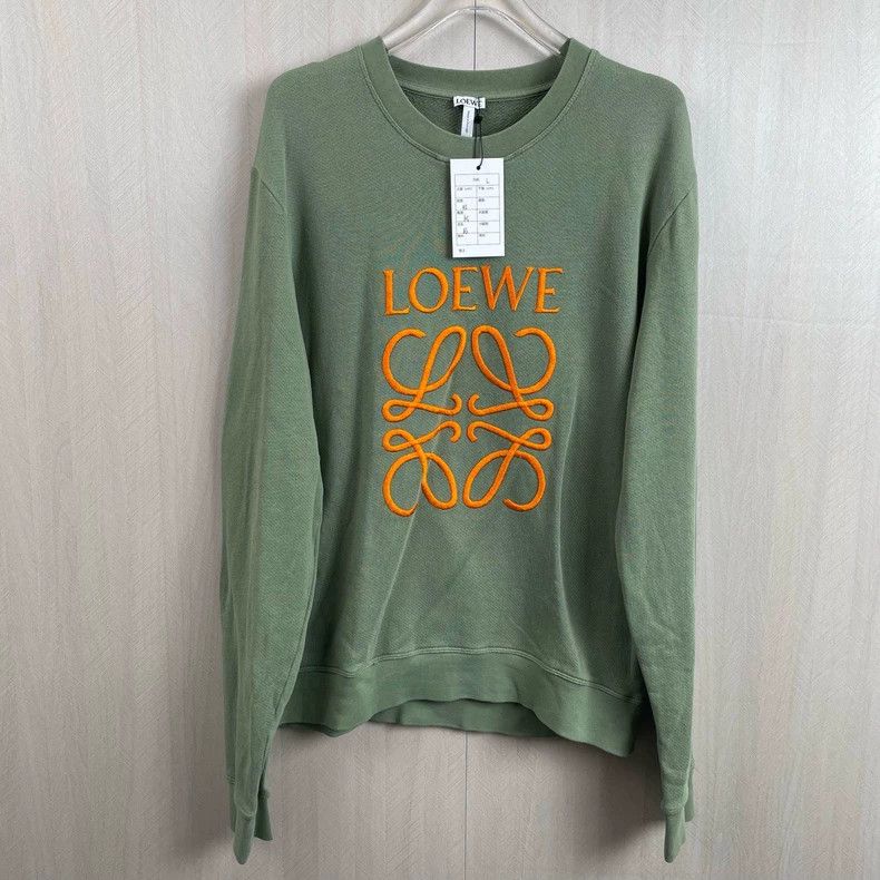 Loewe Loewe Gray-green chest orange embroidered logo round neck Size L / US 10 / IT 46 - 1 Thumbnail