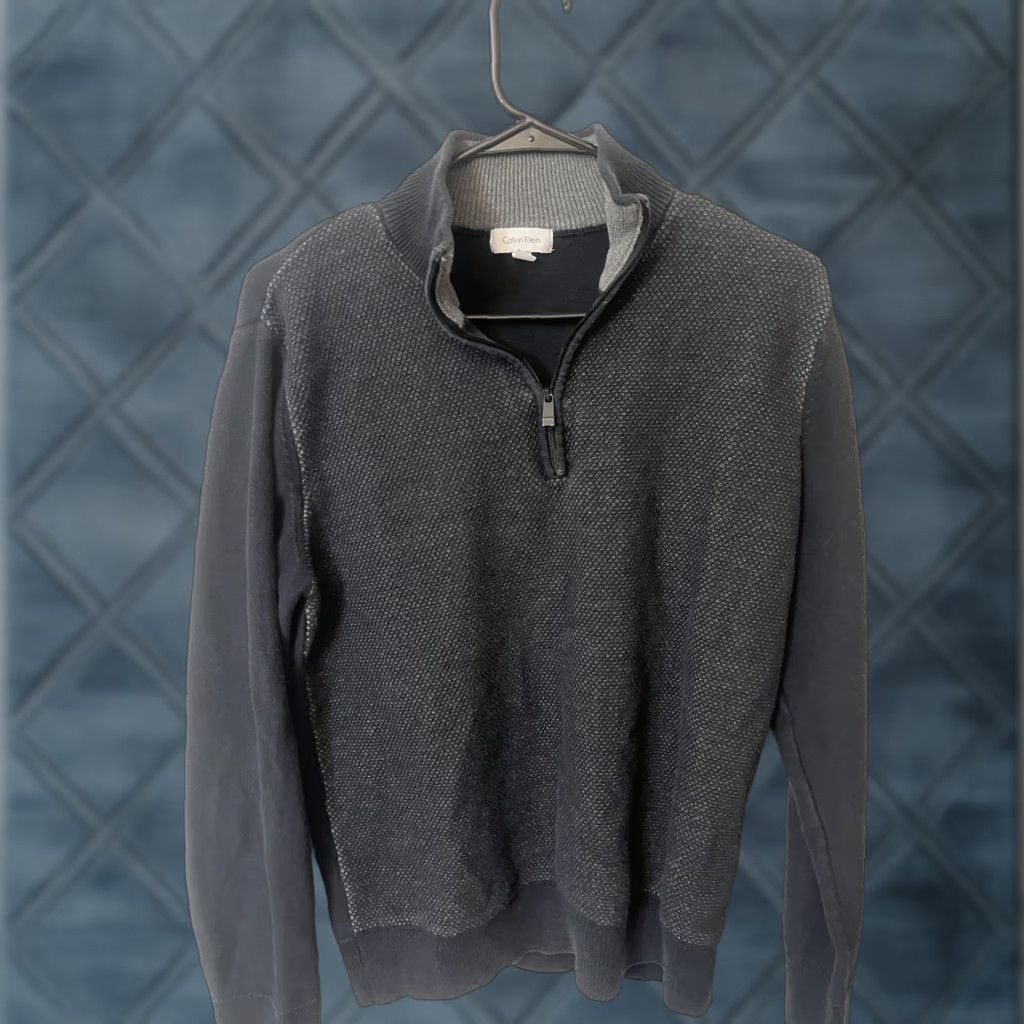 Calvin Klein Calvin Klein Jeans Men's Sweater 1/4 Zip Mock Neck Medium Black Size US M / EU 48-50 / 2 - 1 Thumbnail