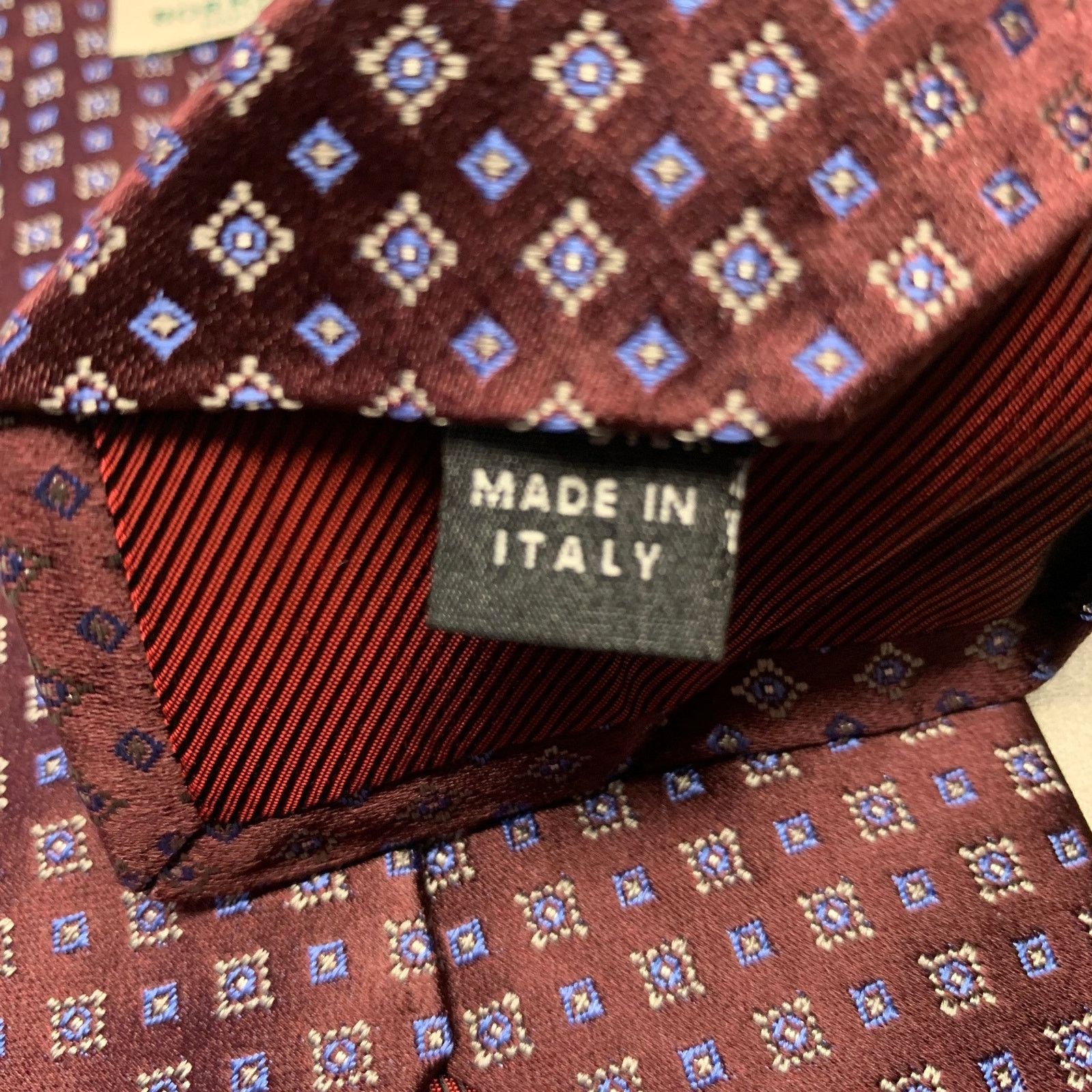 Other BORRELLI Burgundy Blue Squares Silk Tie Size ONE SIZE - 3 Thumbnail