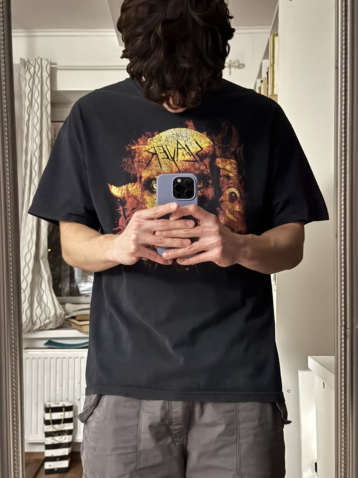 Band Tees Vintage 2003 SLAYER BURNING SKULL BAND TEE Size US XL / EU 56 / 4 - 1 Thumbnail