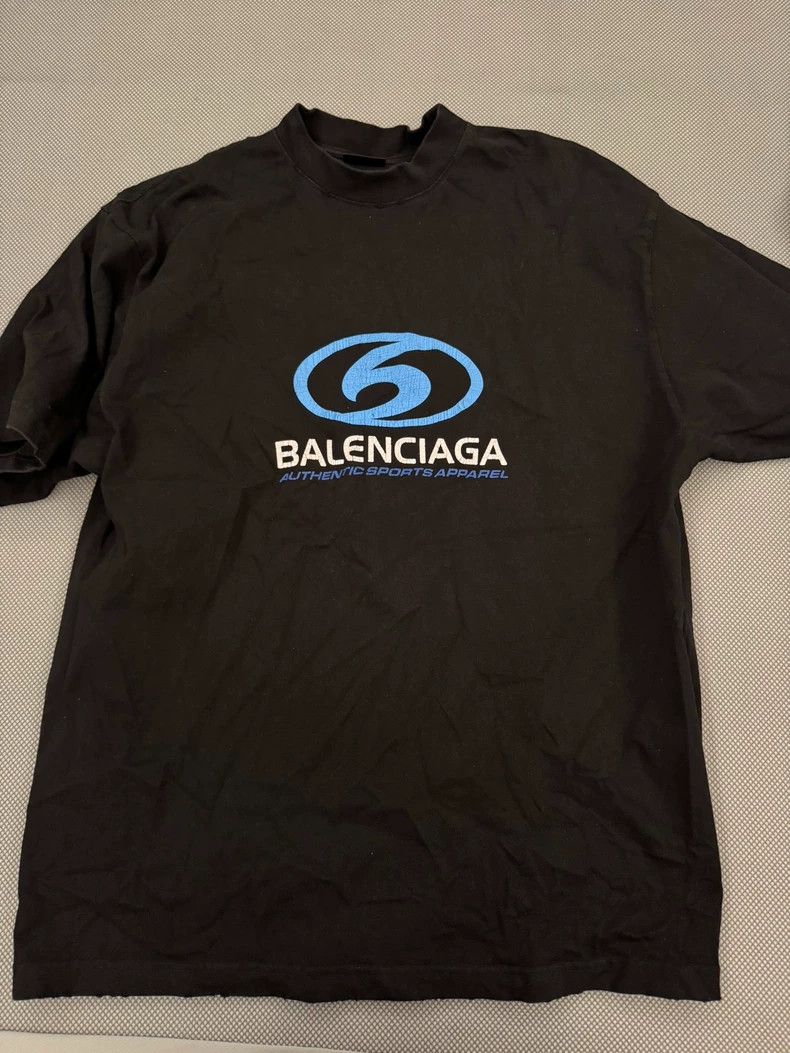 Balenciaga Balenciaga Black Sports blue logo short sleeve Size US M / EU 48-50 / 2 - 1 Thumbnail