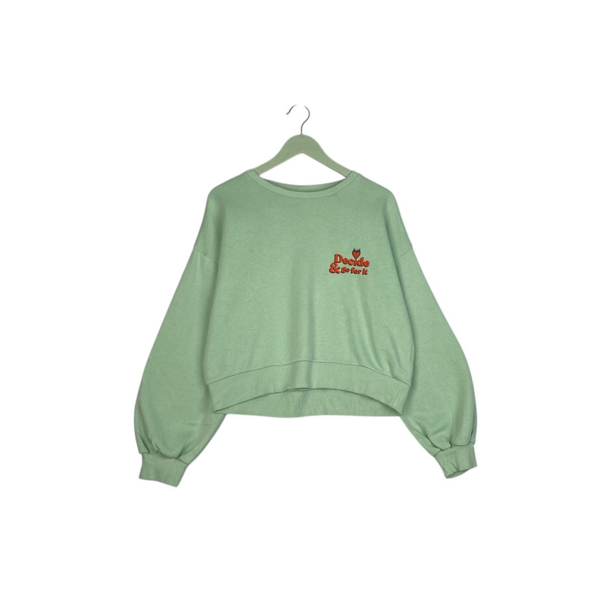 Designer × Vintage Vintage Elle & Gu Embroidered Crewneck Sweatshirt Green Size L / US 10 / IT 46 - 3 Thumbnail