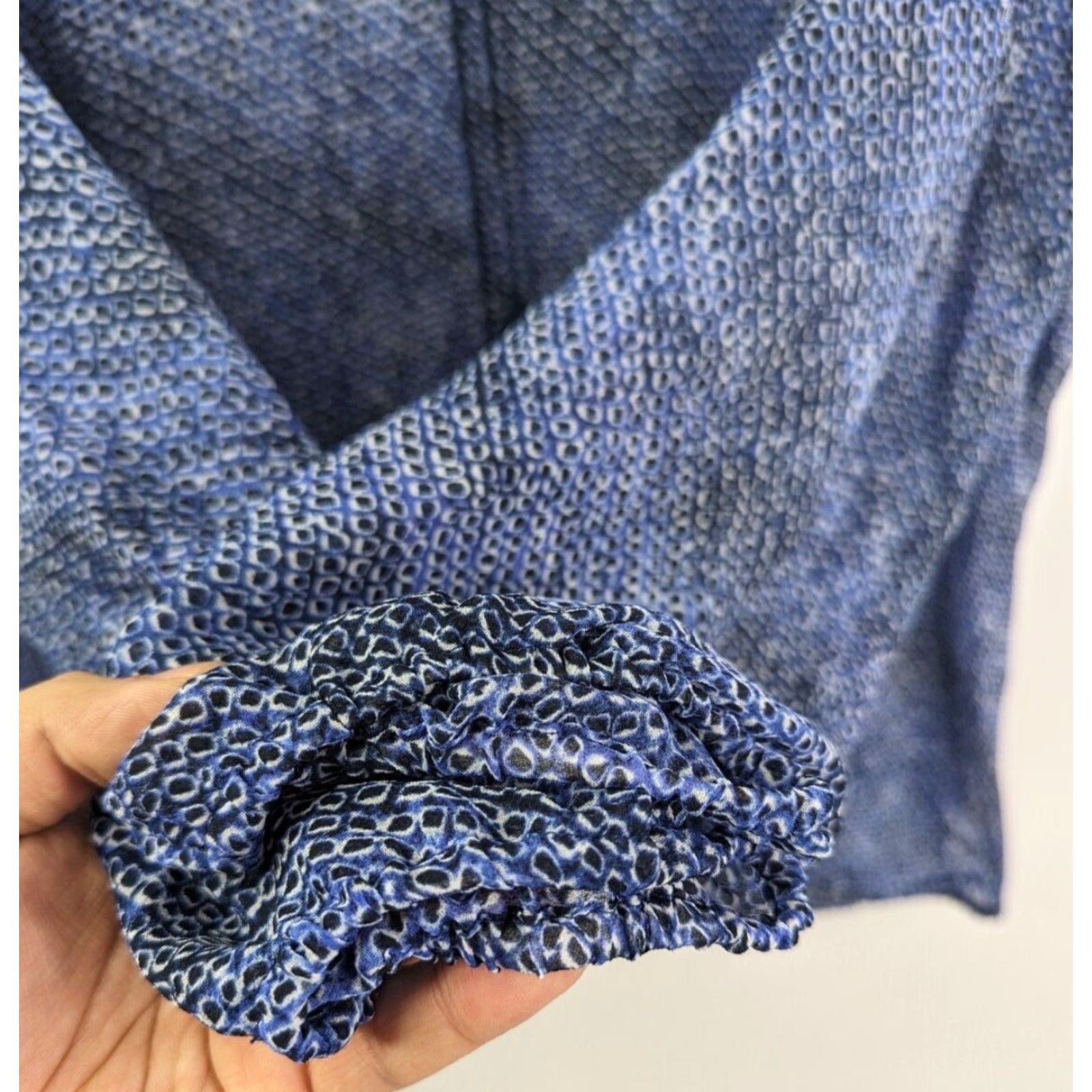 Vintage Lane Bryant Blouse Tunic Shirt Women’s Blue Sheer Long Sleeve Size 18/20 Blouse/Top/V-Neck, Polyester, Chiffon, Plus, Womens Size XXL / US 16-18 / IT 52-54 - 3 Thumbnail
