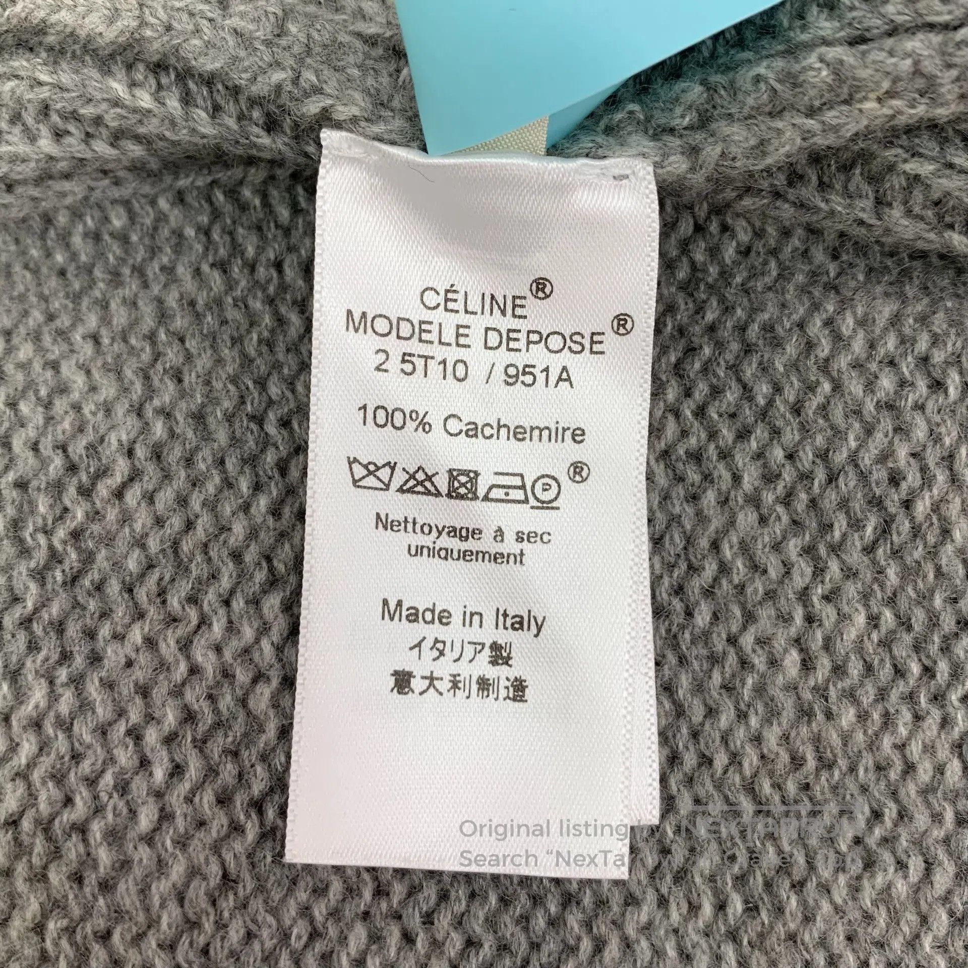 Celine CELINE Grey cashmere V-neck single-breasted long sleeve kn Size US L / EU 52-54 / 3 - 7 Thumbnail