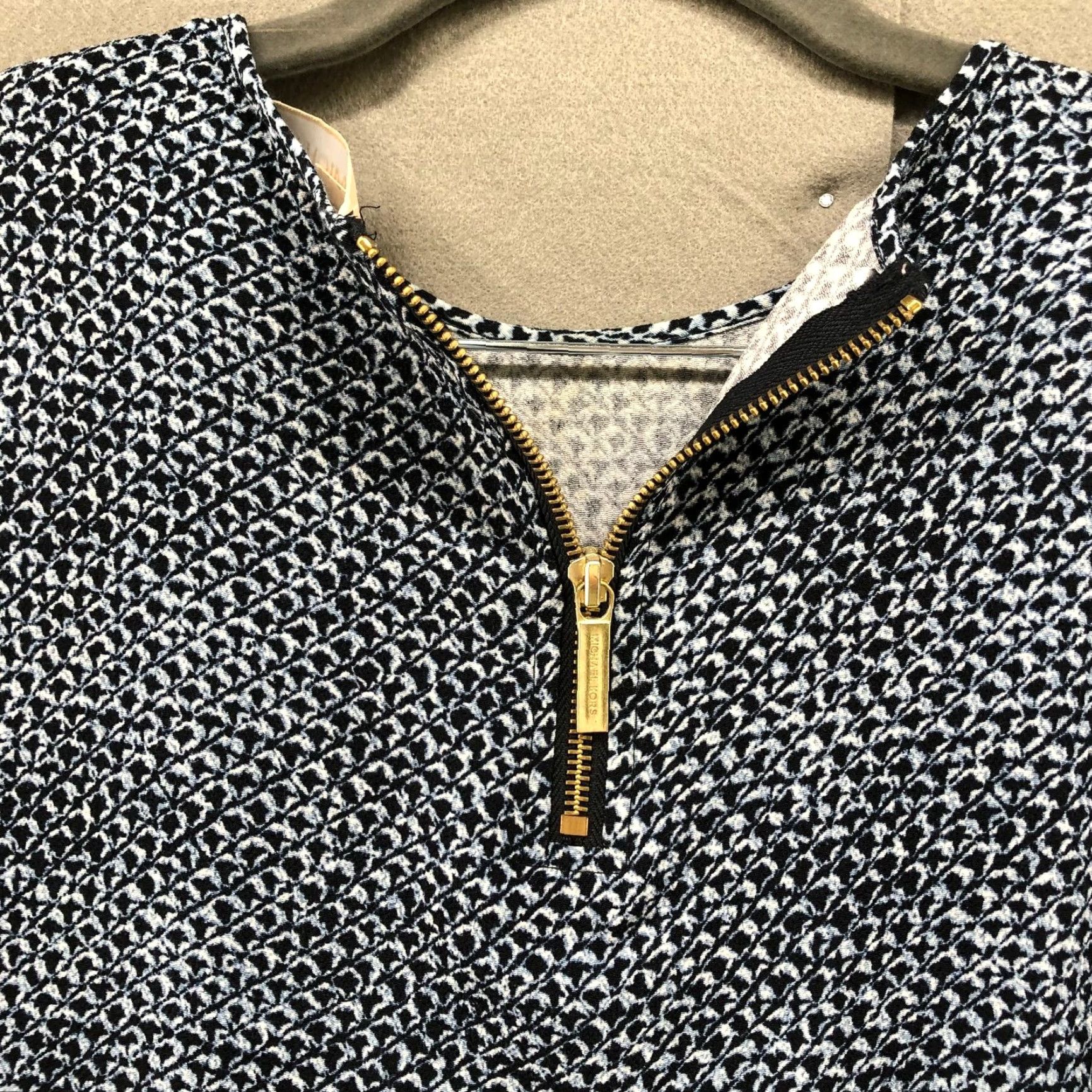 Michael Kors Michael Kors Blue Printed Crewneck Shift Dress Womens XS Knee Length Lightweight Size 26" / US 2 / IT 38 - 3 Thumbnail