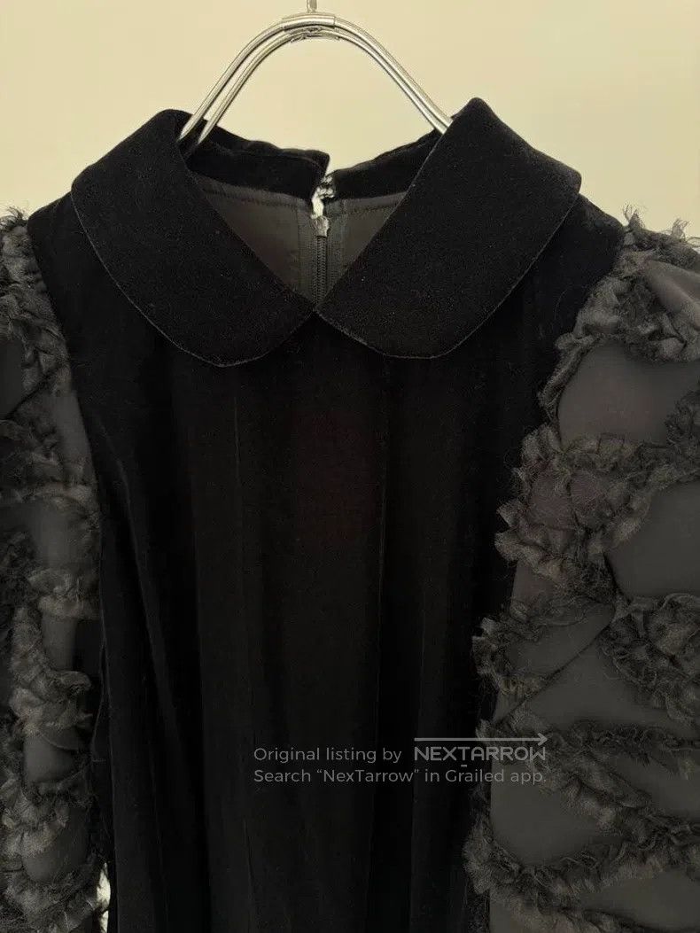 Comme des Garcons Comme Des Garcons Black Vintage Velvet Ruffle Sleeve Dress Size S / US 4 / IT 40 - 4 Thumbnail