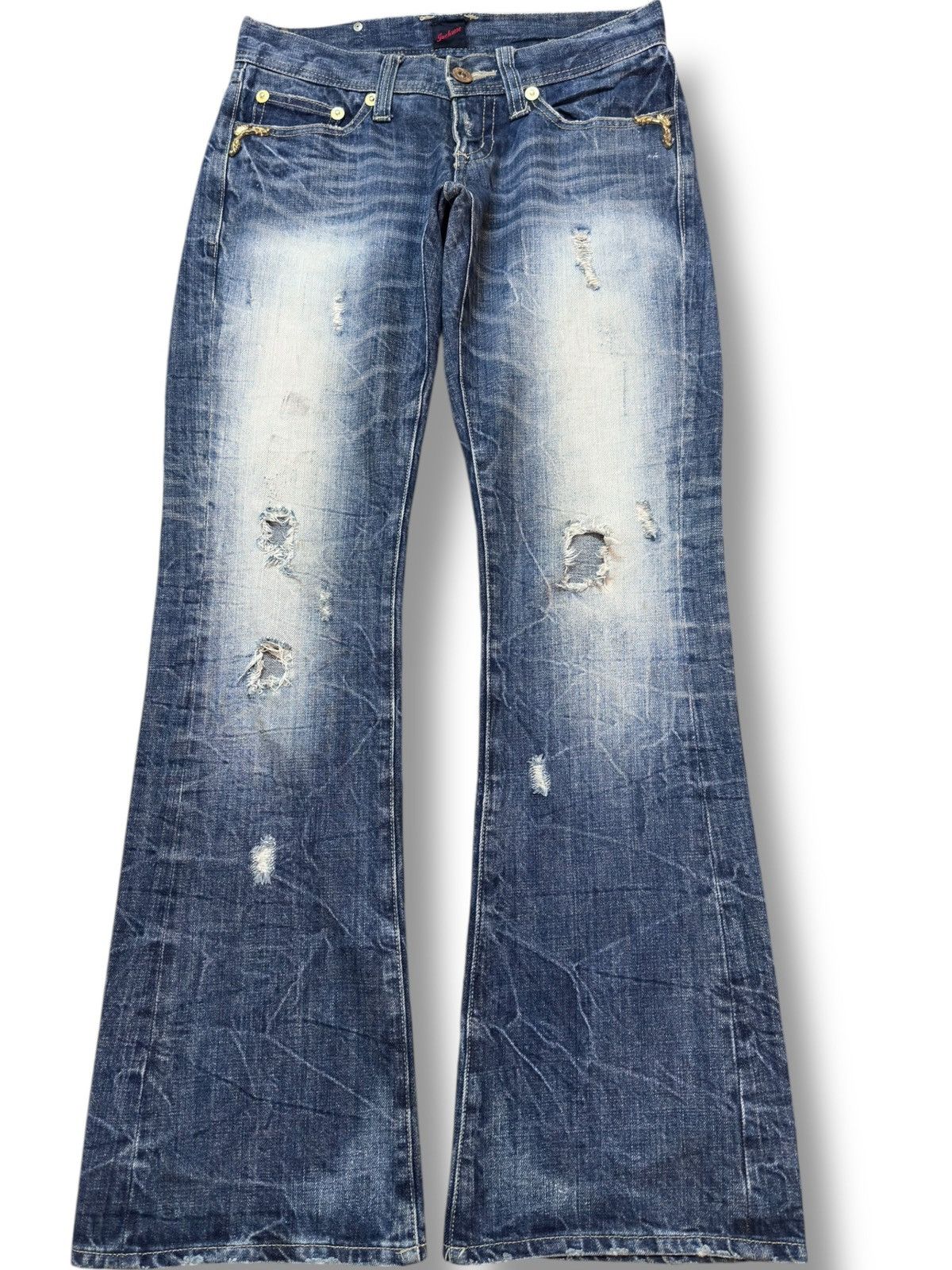 Vintage Jackrose Mudwash Flare Grunge Distressed Denim