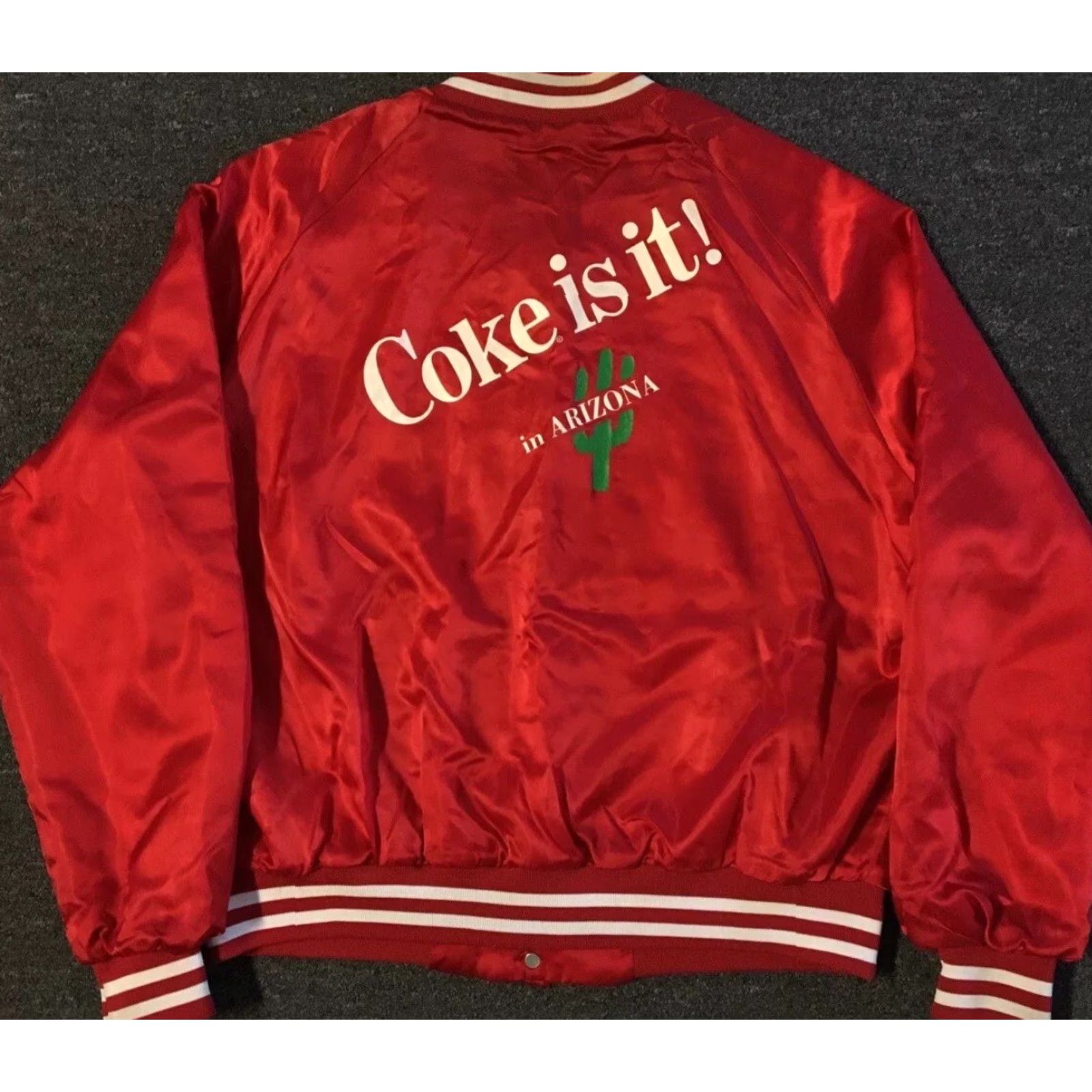 Vintage Vtg 80s Coke Phoenix Faded Promo Satin Jacket - Boxy Fit, 2XL, Blue, Coca Cola, US Made, Bomber, Mens Size US XXL / EU 58 / 5 - 2 Thumbnail