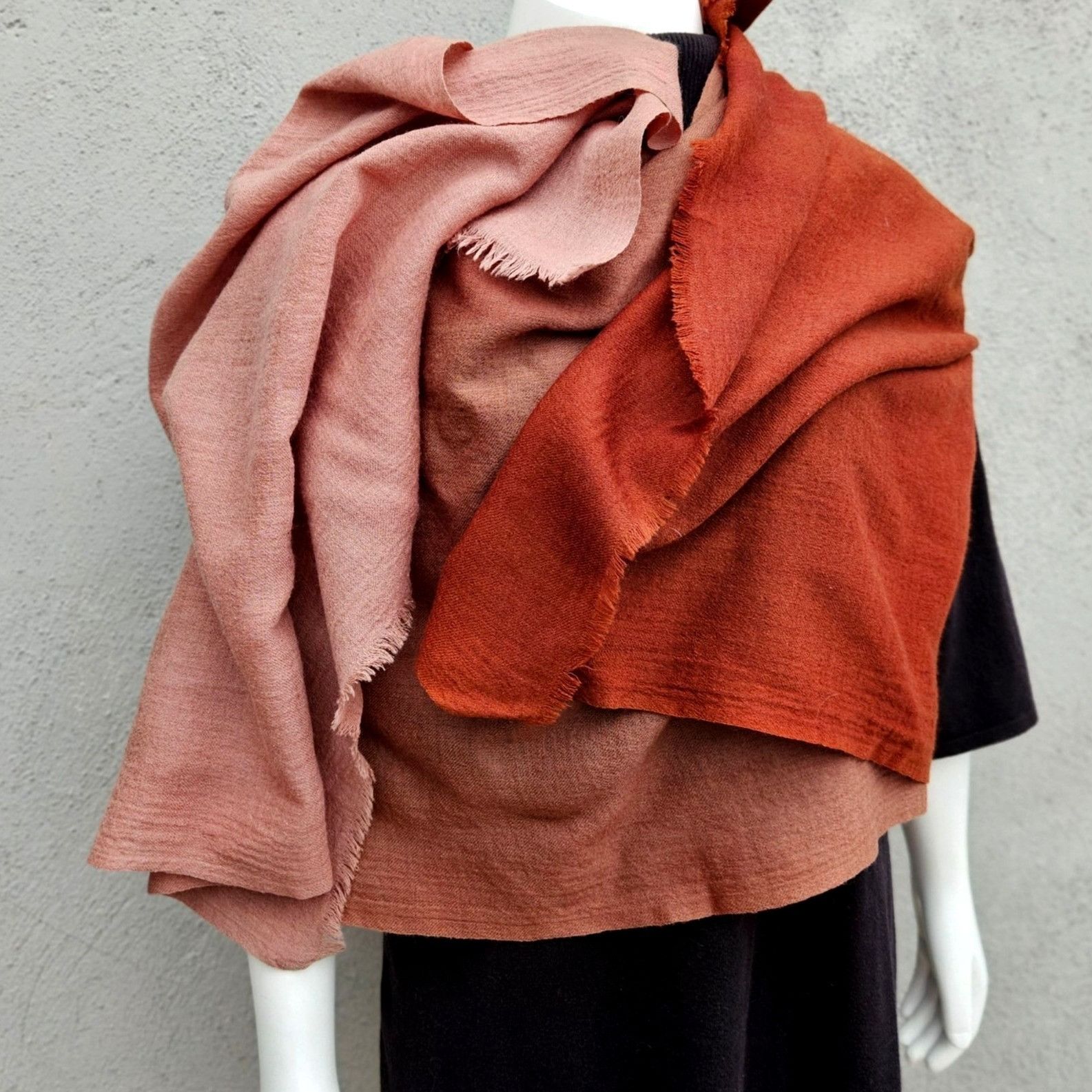 Donna Karan Vintage Donna Karan Signature Wool Shawl Wrap Rust Blush Omb Size ONE SIZE - 7 Thumbnail