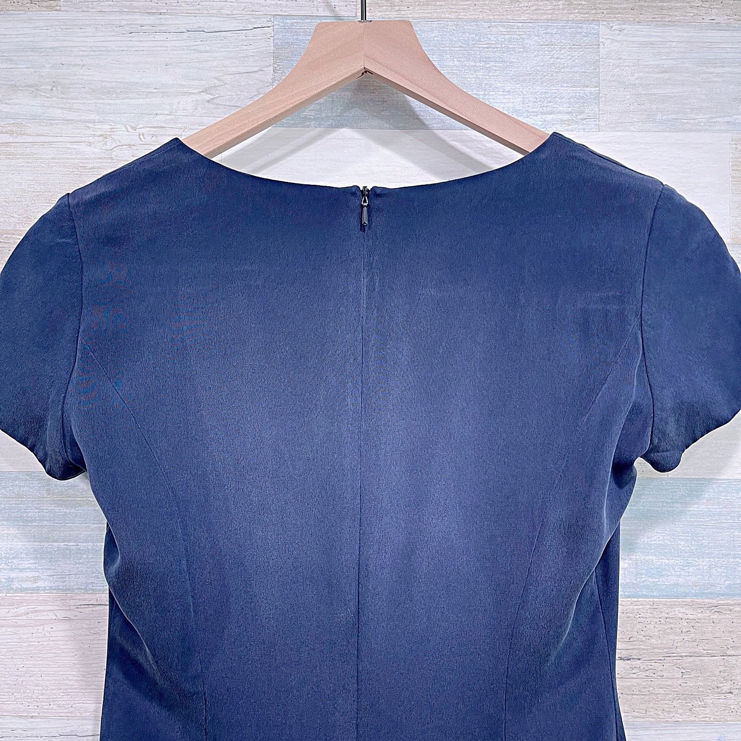 Other JONES NEW YORK 100% Silk Sheath Dress Navy Blue Womens 6 Size M / US 6-8 / IT 42-44 - 5 Thumbnail