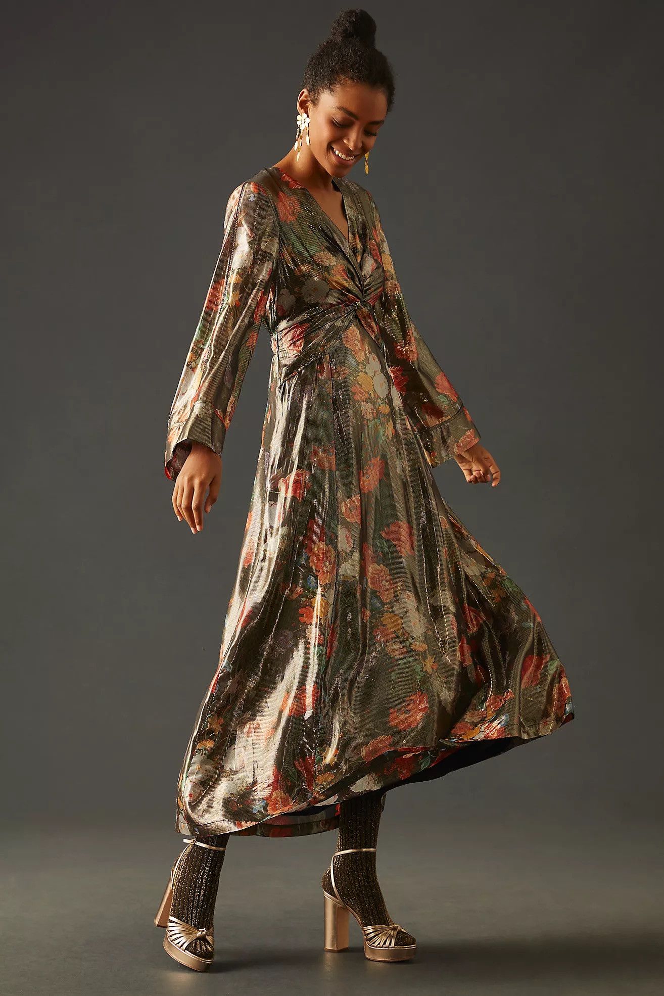 Anthropologie NWT ANTHROPOLOGIE x CABALLERO v-neck floral maxi dress Size XXS / US 00 / IT 34 - 2 Thumbnail