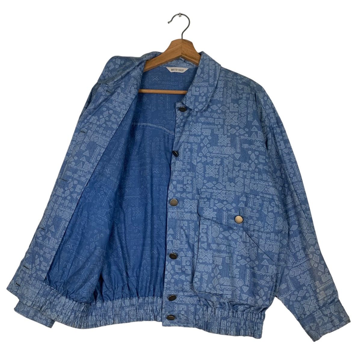 Japanese Brand WATER BACK Motif Design Blue Bomber Jacket #0889-C40 Size M / US 6-8 / IT 42-44 - 7 Thumbnail