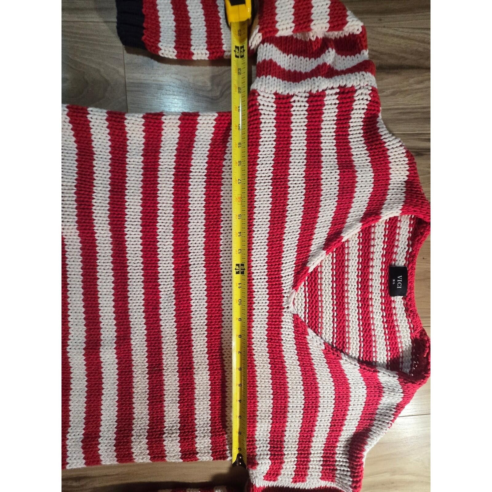 Vivienne Westwood Vici Red White Blue Striped Chunky Knit V-Neck Sweater Size M / US 6-8 / IT 42-44 - 7 Thumbnail