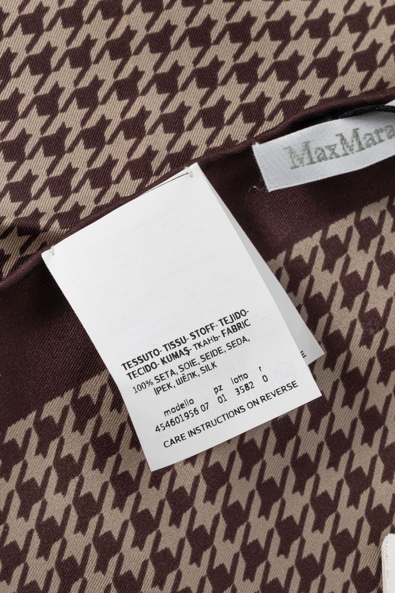 Max Mara Max Mara Aversa Bordeaux Houndstooth-Print Silk Stole Size ONE SIZE - 5 Thumbnail