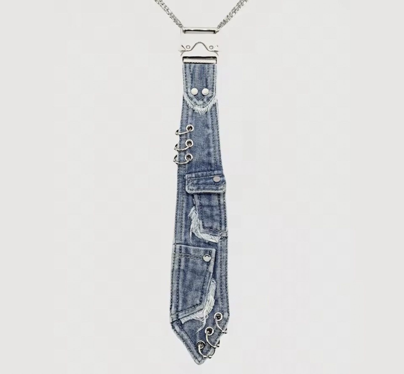 Japanese Brand Denim Neck Tie, Press Buckle Chain Size ONE SIZE - 2 Thumbnail