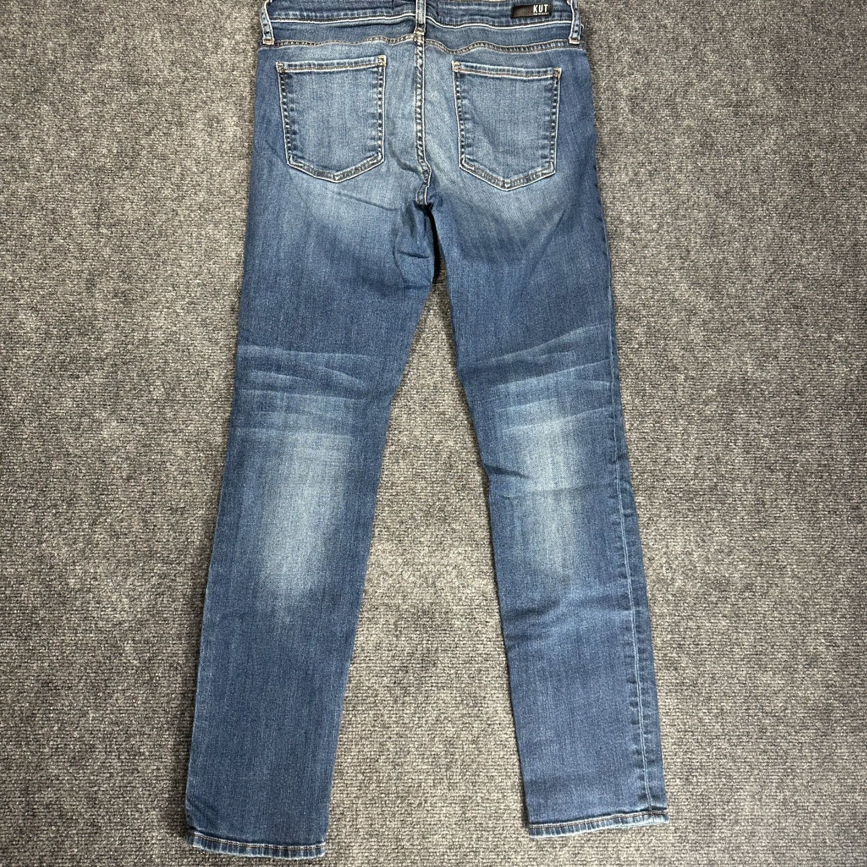 Vintage KUT from the Kloth Catherine Boyfriend Jeans Womens 6 Blue Cotton Blend 5-Pocket Stretch Pocket Zipper Regular Rise Mid Inseam 30" Vintage No Size 28" / US 6 / IT 42 - 7 Thumbnail