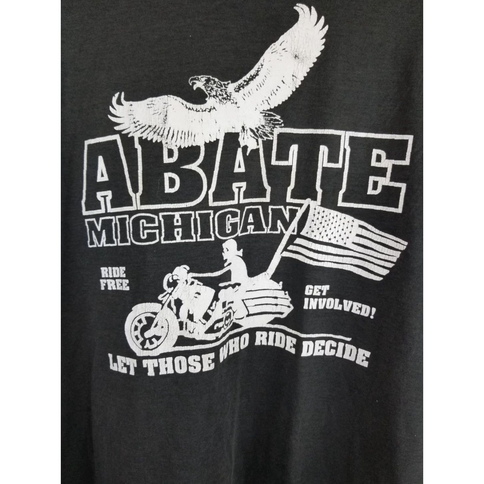 Fruit Of The Loom VINTAGE ABATE MICHIGAN MOTORCYCLE SINGLE STITCH BLACK T-SHIRT 3XL 90's FRUIT OF THE LOOM MEN SS Crew Neck Cotton USA Retro/Motorcycle Size US XXL / EU 58 / 5 - 2 Thumbnail