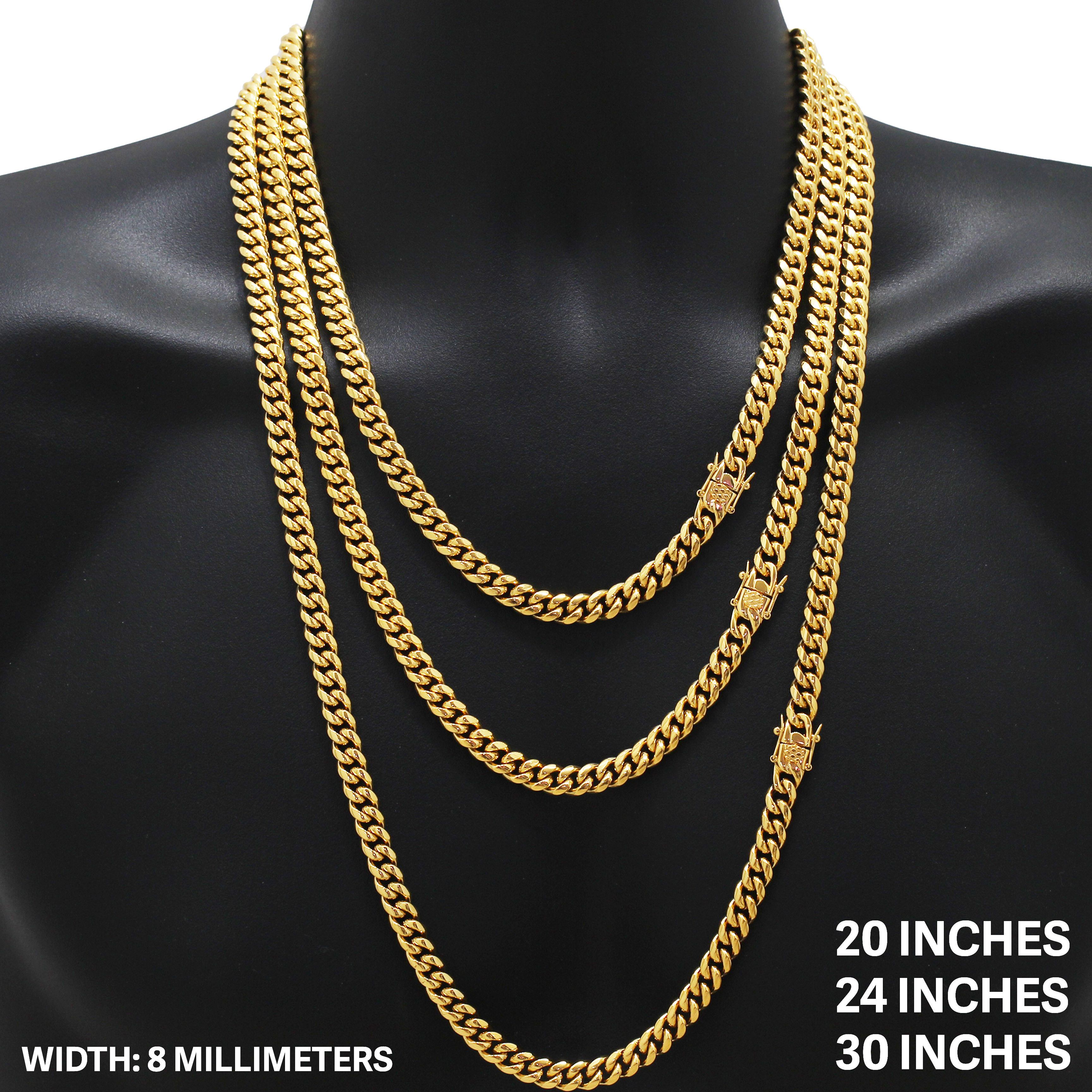 Other 316L SS 18k GP 8mm Miami Cuban Link Chain Necklace 24" Size ONE SIZE - 1 Thumbnail