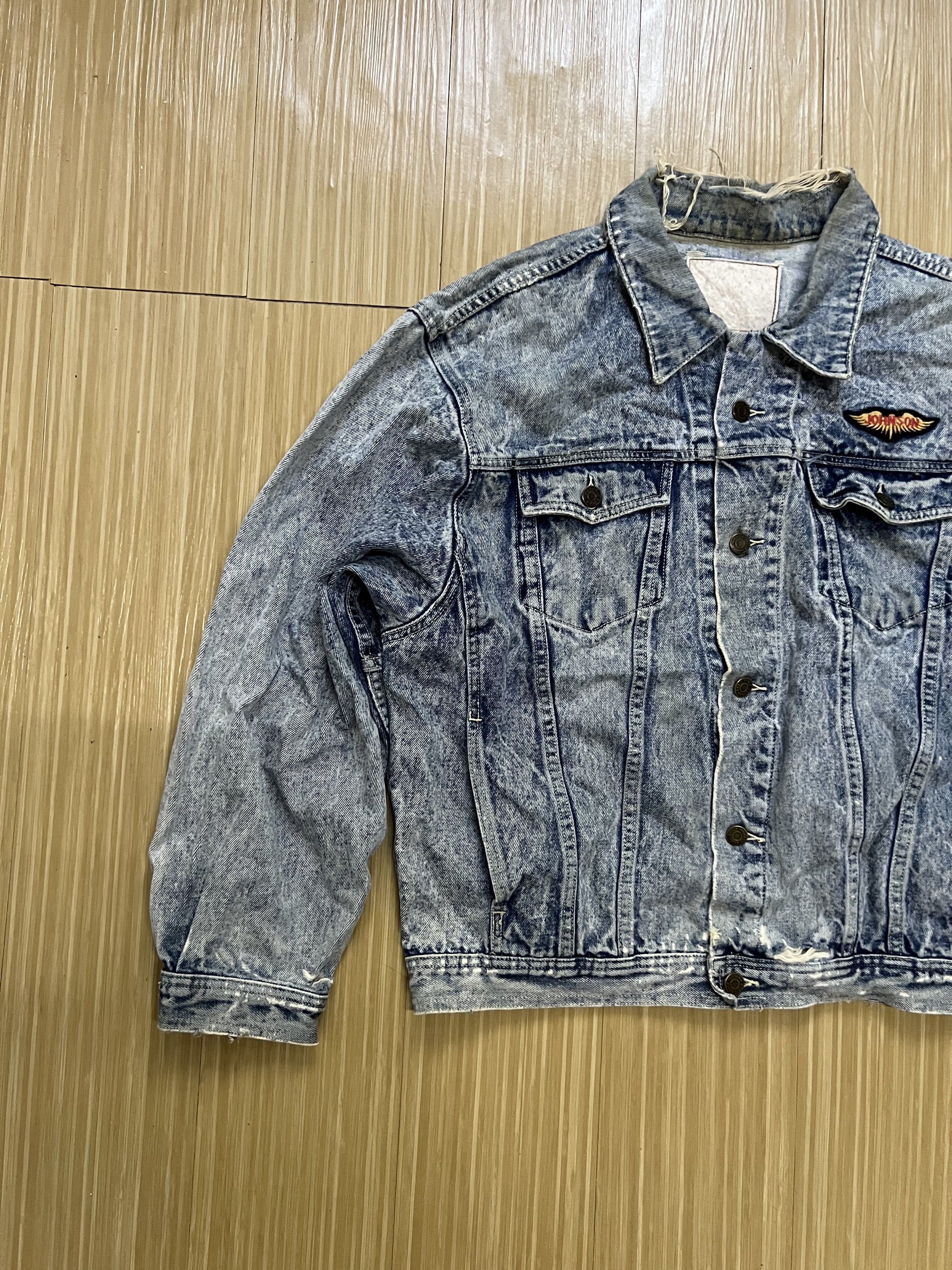 Vintage Johnson Acid Wash Baggy Style Denim Jacket Size US XL / EU 56 / 4 - 4 Thumbnail