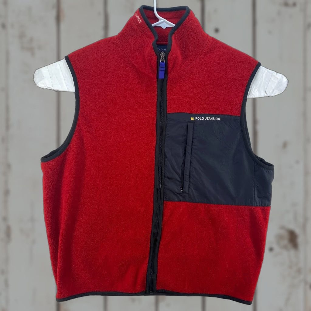Ralph Lauren Ralph Lauren Polo Jeans Fleece Red Black Vest Mens XL Full Zip Logo Embroidered Size US XL / EU 56 / 4 - 1 Thumbnail
