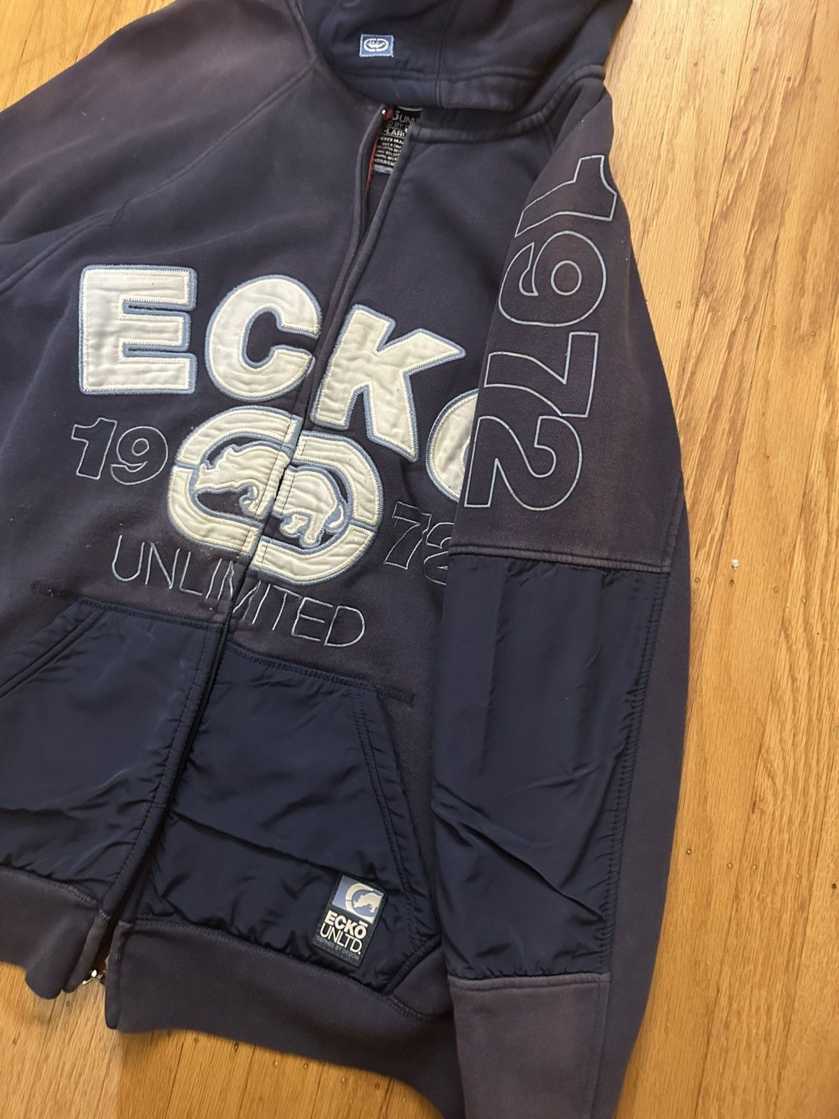 Ecko Unltd. Ecko UNLTD Navy/White Zip Up Hoodie Size US XL / EU 56 / 4 - 4 Thumbnail