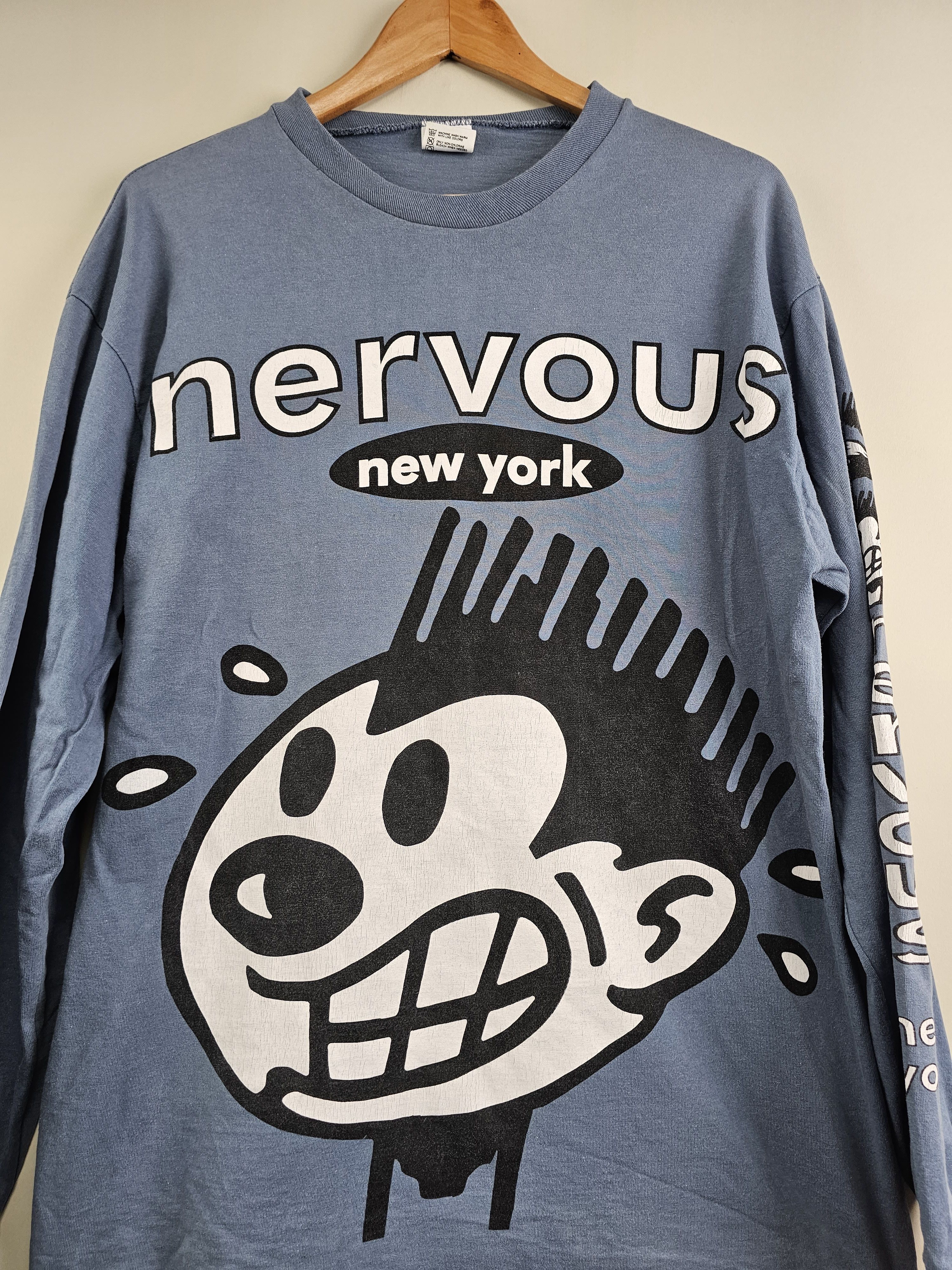Band Tees × Rap Tees × Vintage 90s Nervous Records New York Long-sleeved Vintage Size US XL / EU 56 / 4 - 2 Thumbnail