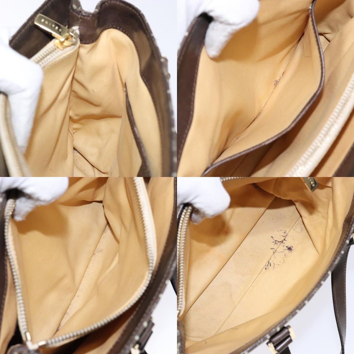 Celine CELINE C Macadam Canvas Hand Bag Brown Gold Size ONE SIZE - 12 Thumbnail