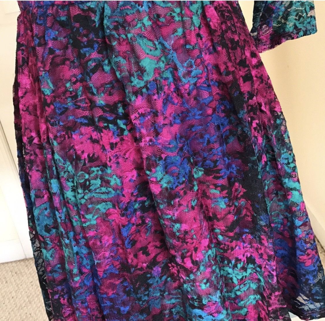 Other FLORAL LACE SCOOP BACK ABOVE KNEE DRESS WITH SHEER SLEEVES Size S / US 4 / IT 40 - 2 Thumbnail