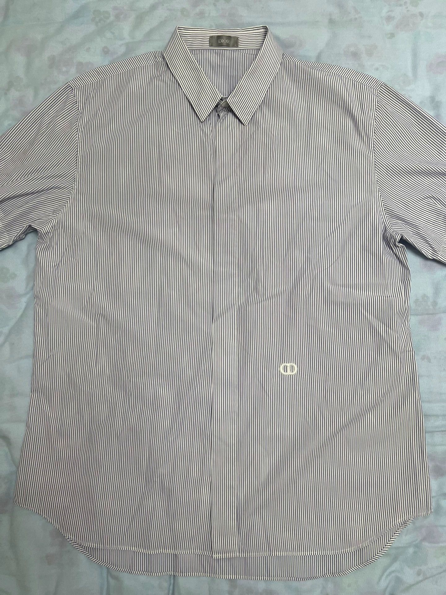 Dior Dior CD Series White Blue Stripe Shirt Men's 43 Size US XL / EU 56 / 4 - 1 Thumbnail