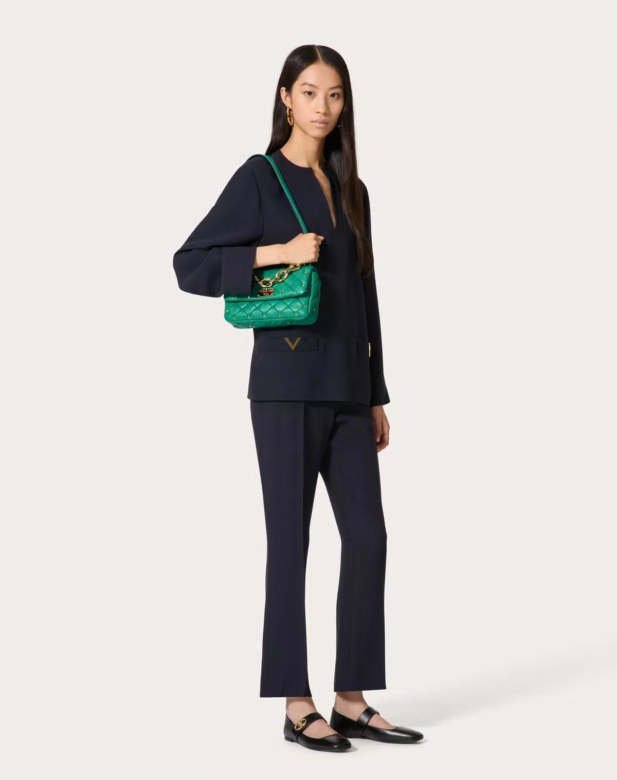 Valentino oc11z0725 Size:OS/ Spike Bag In Nappa Patchwork in Green Size ONE SIZE - 8 Thumbnail