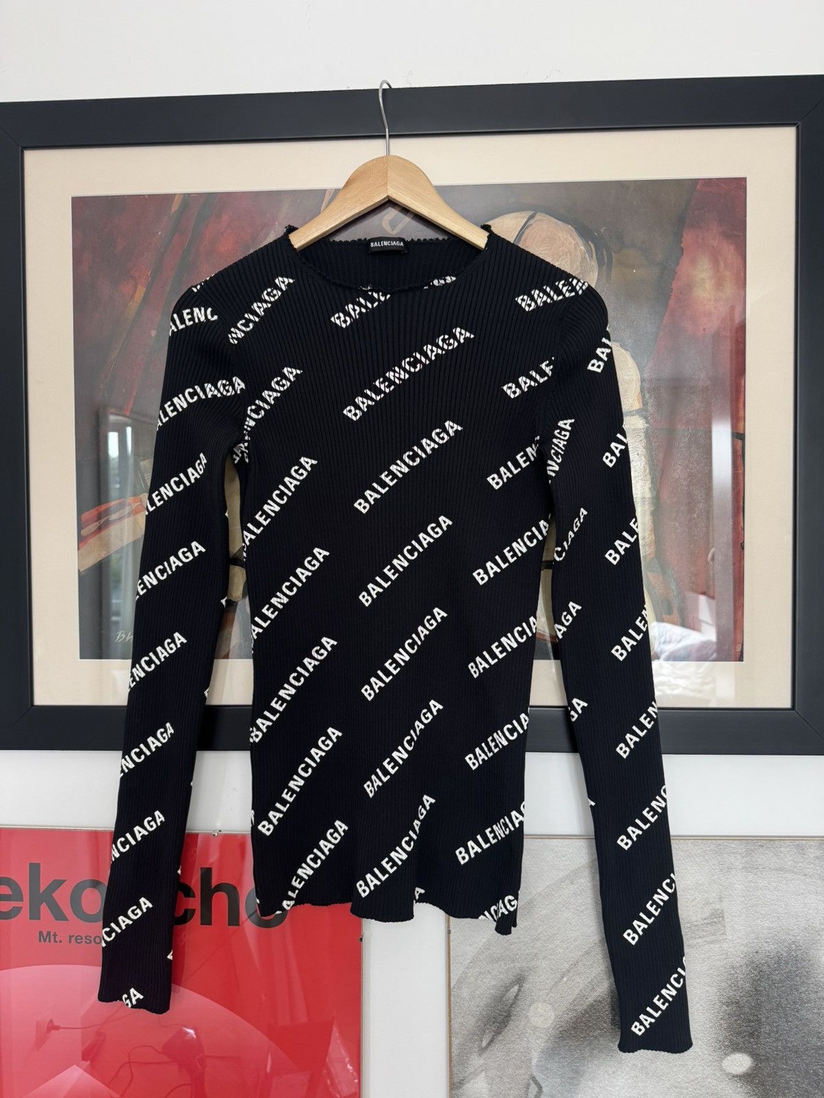 Balenciaga Full Logo Designer Sweater Luxury Top Black Women