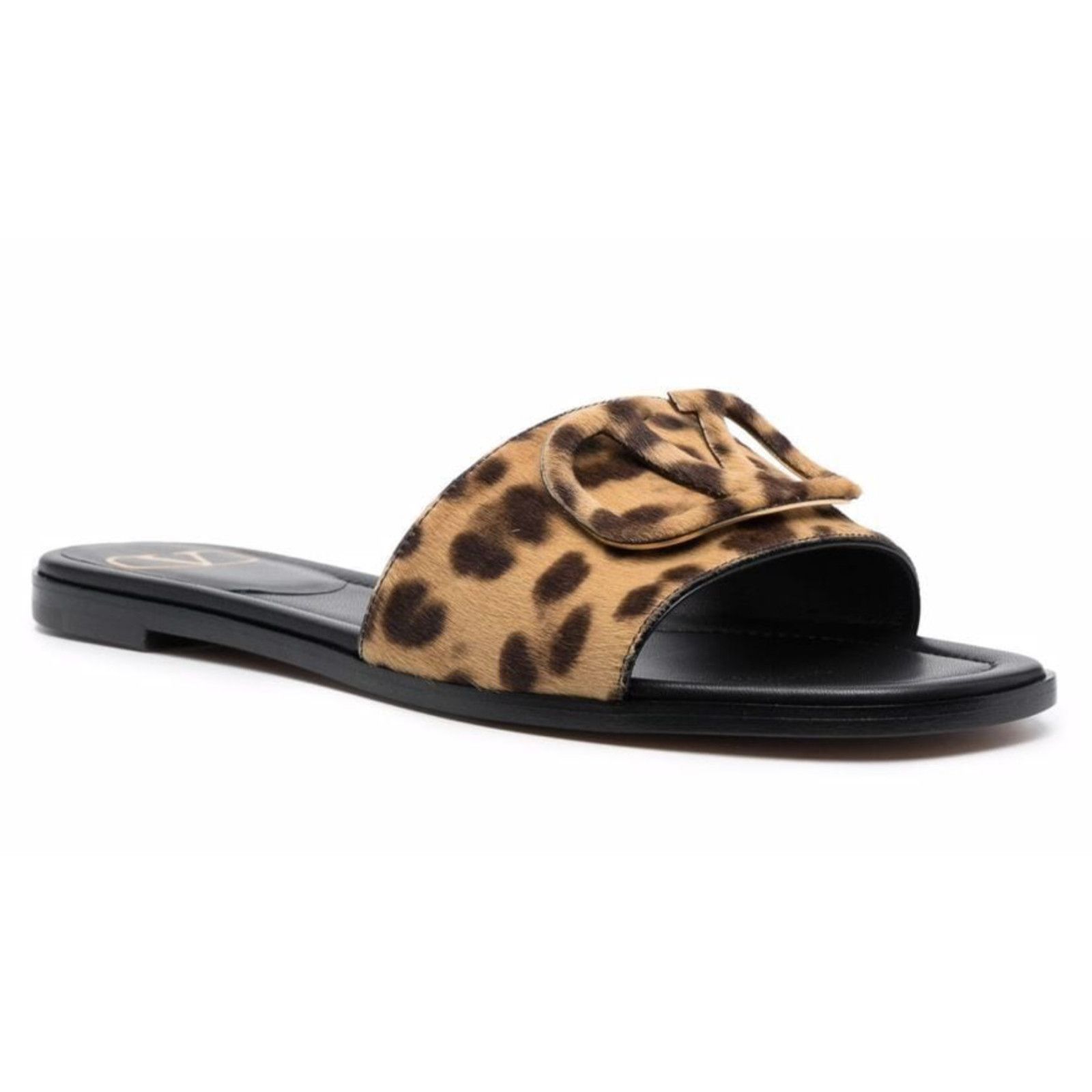 Valentino Valentino Leopard Black Brown Pony Slides Mule Slip On Size US 8.5 / IT 38.5 - 2 Thumbnail