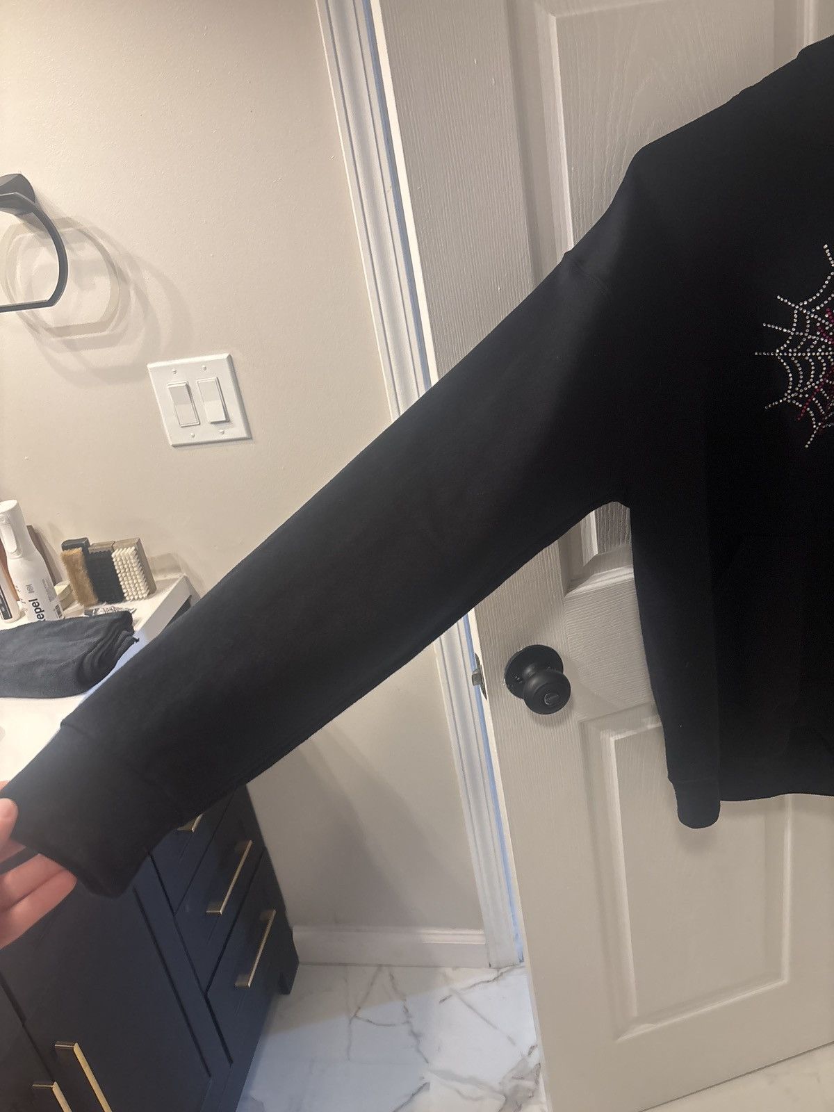 Vintage Vintage Spider Web Rhinestone Hoodie Mens Size L Size US L / EU 52-54 / 3 - 5 Thumbnail