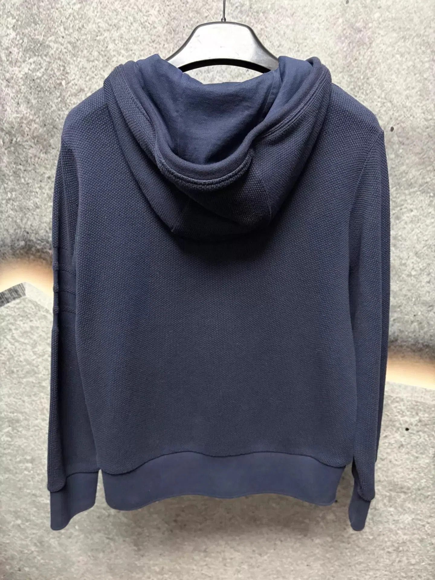 Thom Browne Blue Waffle Knit Hoodie with Kangaroo Pocket. Size US S / EU 44-46 / 1 - 2 Thumbnail