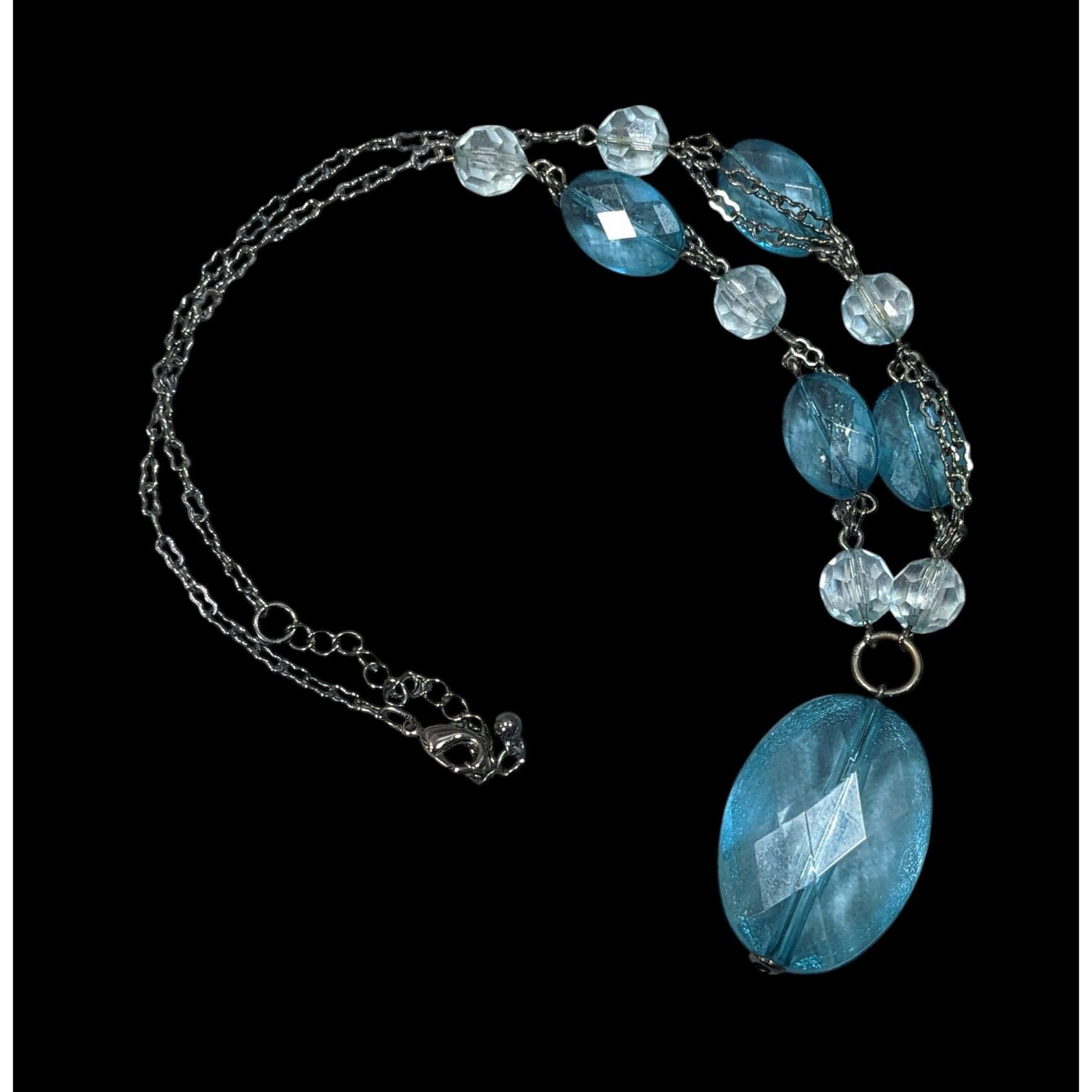 Other Translucent Blue Gemmed Beaded Pendant Necklace Size ONE SIZE - 1 Thumbnail
