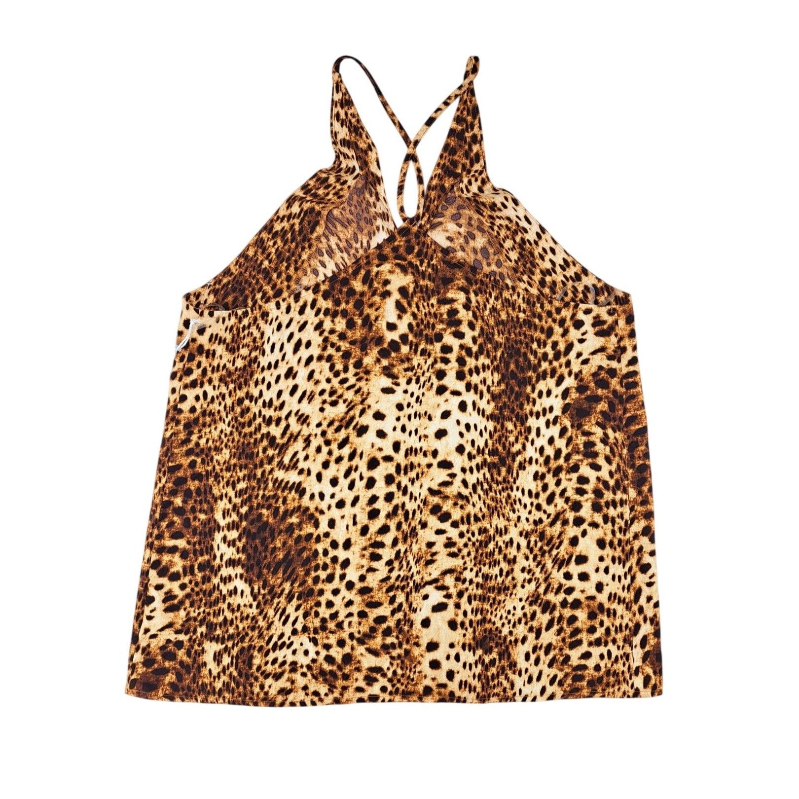Worthington Worthington Cheetah Print Sleeveless Women Top Crisscross Size M / US 6-8 / IT 42-44 - 2 Thumbnail